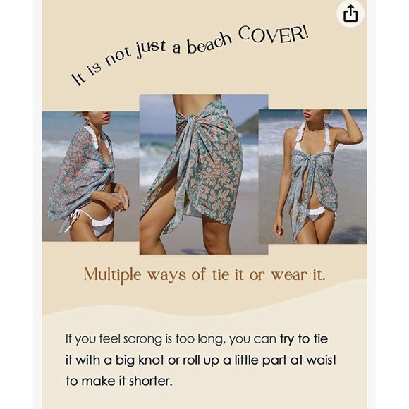Milkfeel Swimsuit Coverup Chiffon Orange And Blue Prints Medium New 2 Pack - Picture 5 of 5